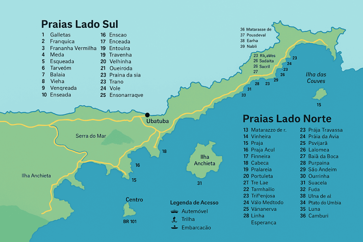 O mapa das praias de Ubatuba é a ferramenta ideal para ajudar o turista a se organizar melhor em nossa cidade